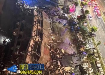 Hotel usado para cuarentena en China, se derrumba con más de 65 perosnas alojadas.