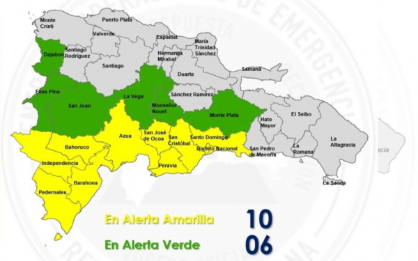 El COE coloca 10 provincias en alerta amarilla y seis en verde